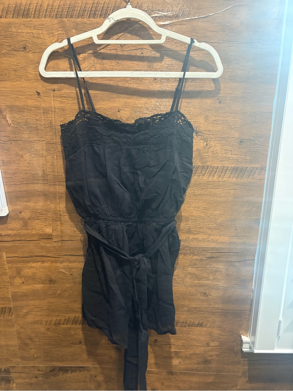 Oliviaceous Black Lace-Trim Tie-Waist Romper - Picture 2 of 7